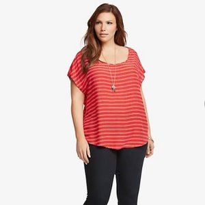 ❤️2/$18 Torrid Red and White Stripe Dolman cut-out blouse Top Shirt Plus 1x